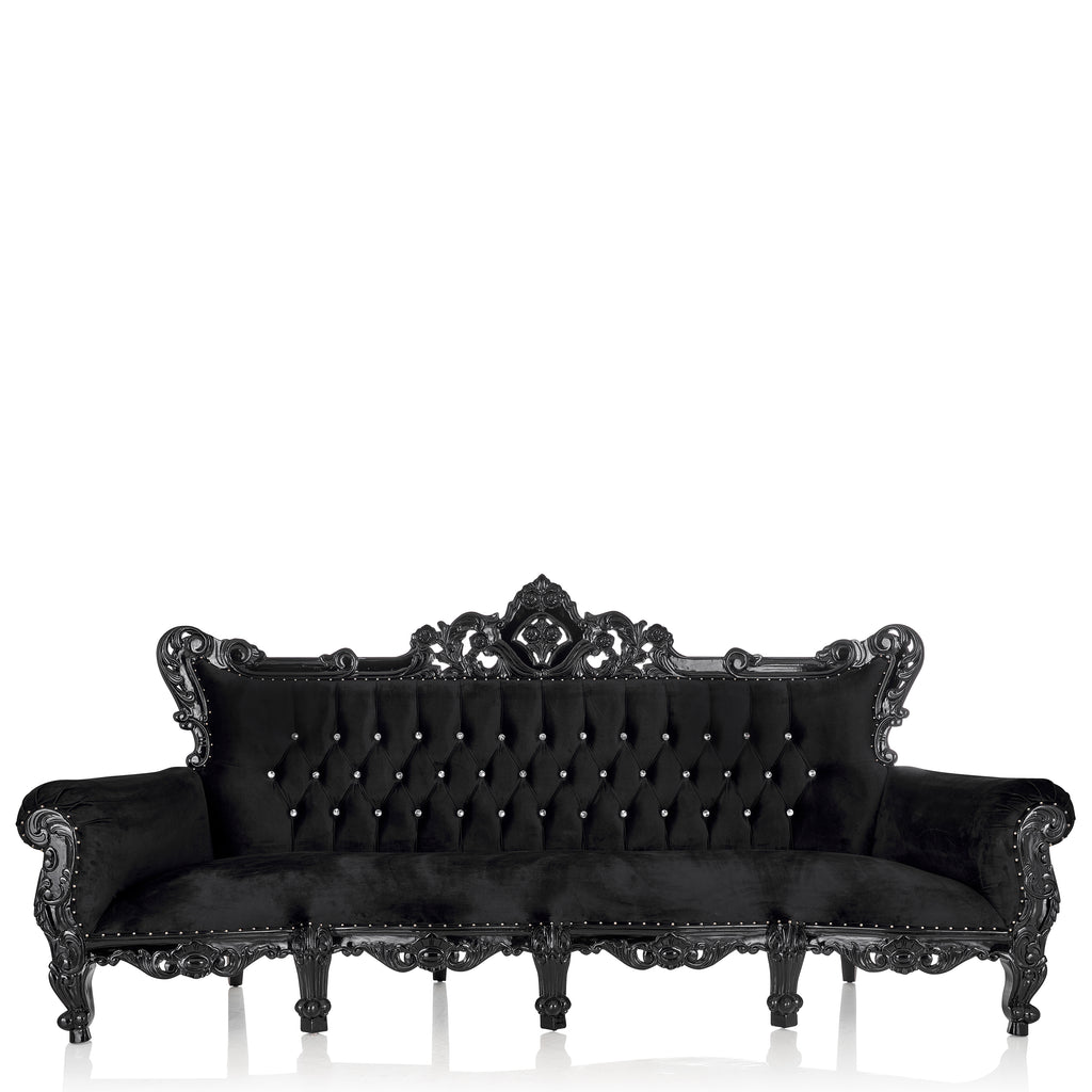 "Farrah" XXL Royal Boutique Sofa - Black Velvet / Black