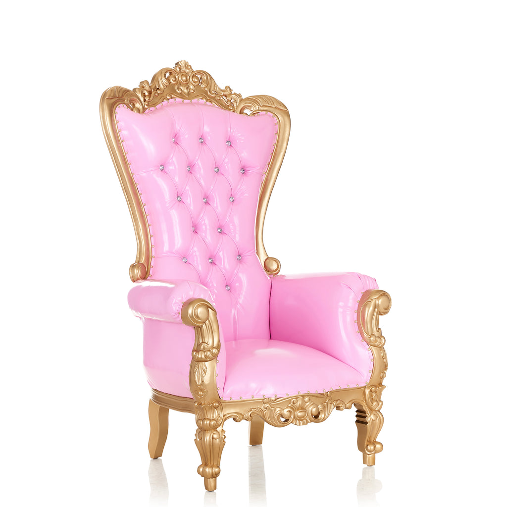 "Queen Tiffany 63" Throne Chair - Glossy Pink / Gold