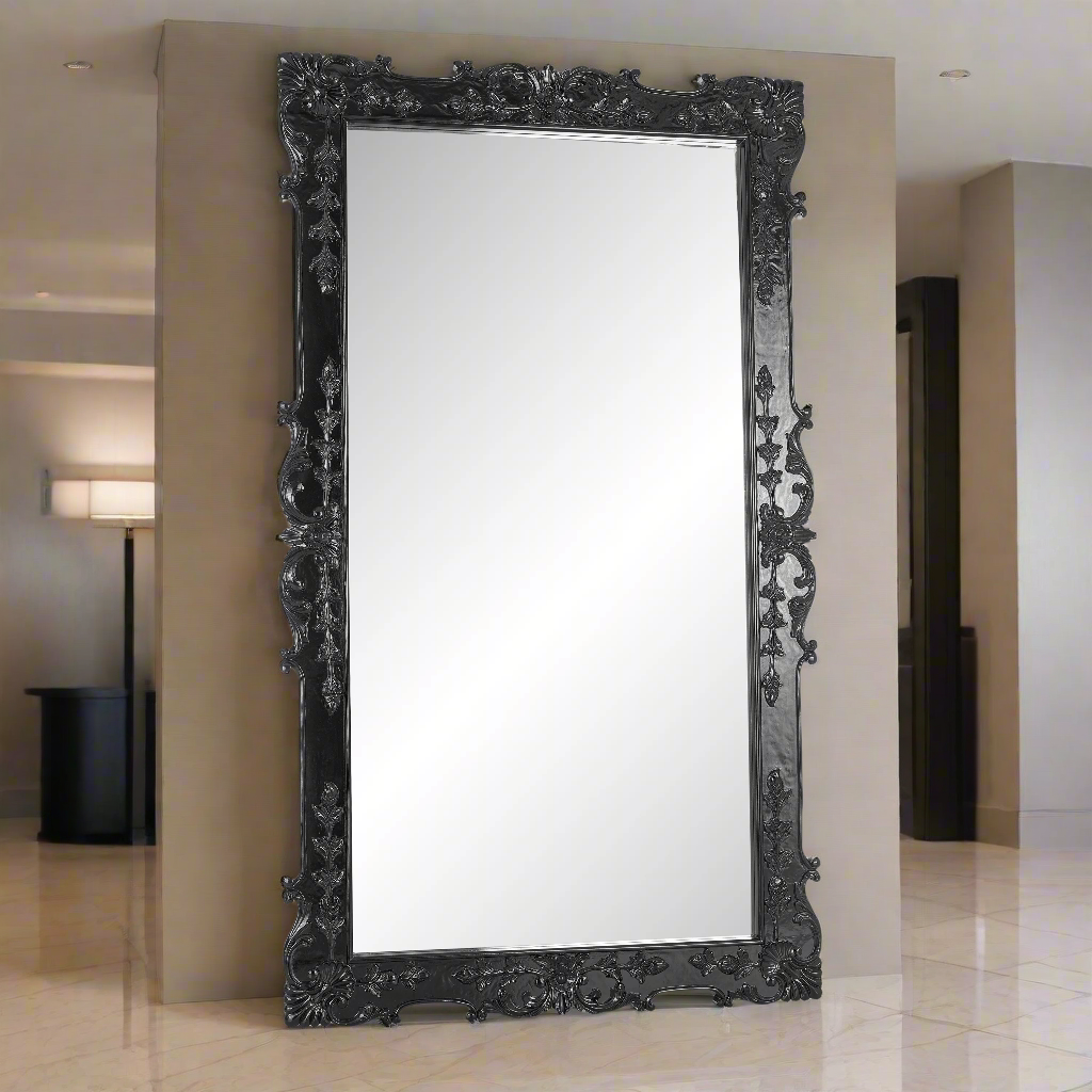 "Faina 84"" Royal Floor/Wall Mirror - Black