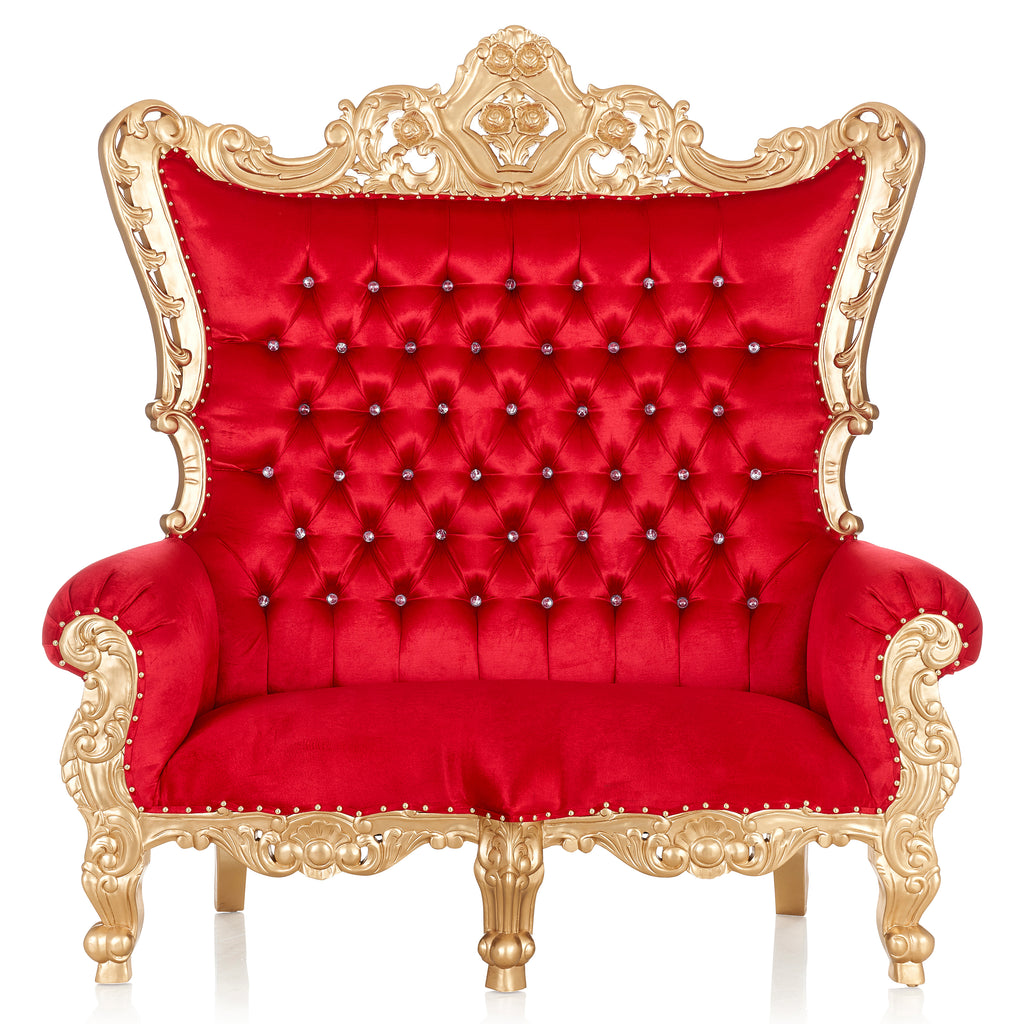 "King Caroleous" Royal Love Seat Throne - Red Velvet / Gold