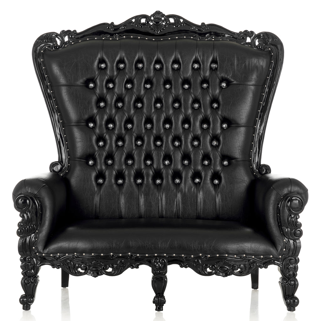 "Queen Tiffany" Love Seat Throne Chair - Black / Gold
