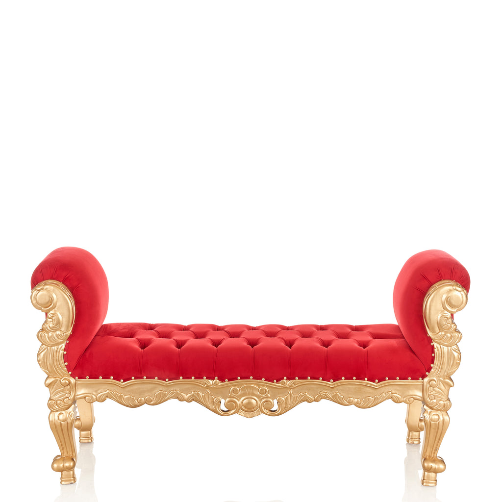 "Stefania" Royal Party Bench - Red Velvet / Gold