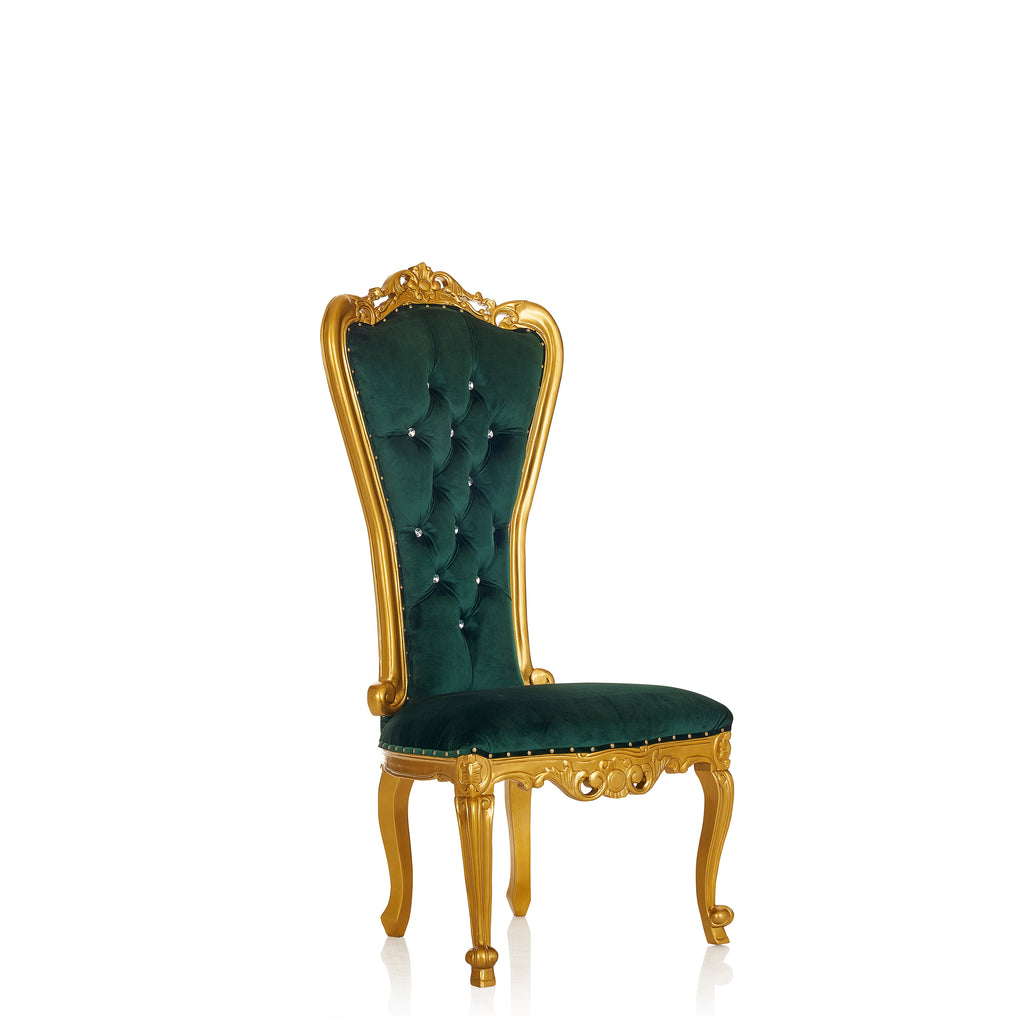 "Valentina" Accent Armless Chair - Green Velvet / Gold