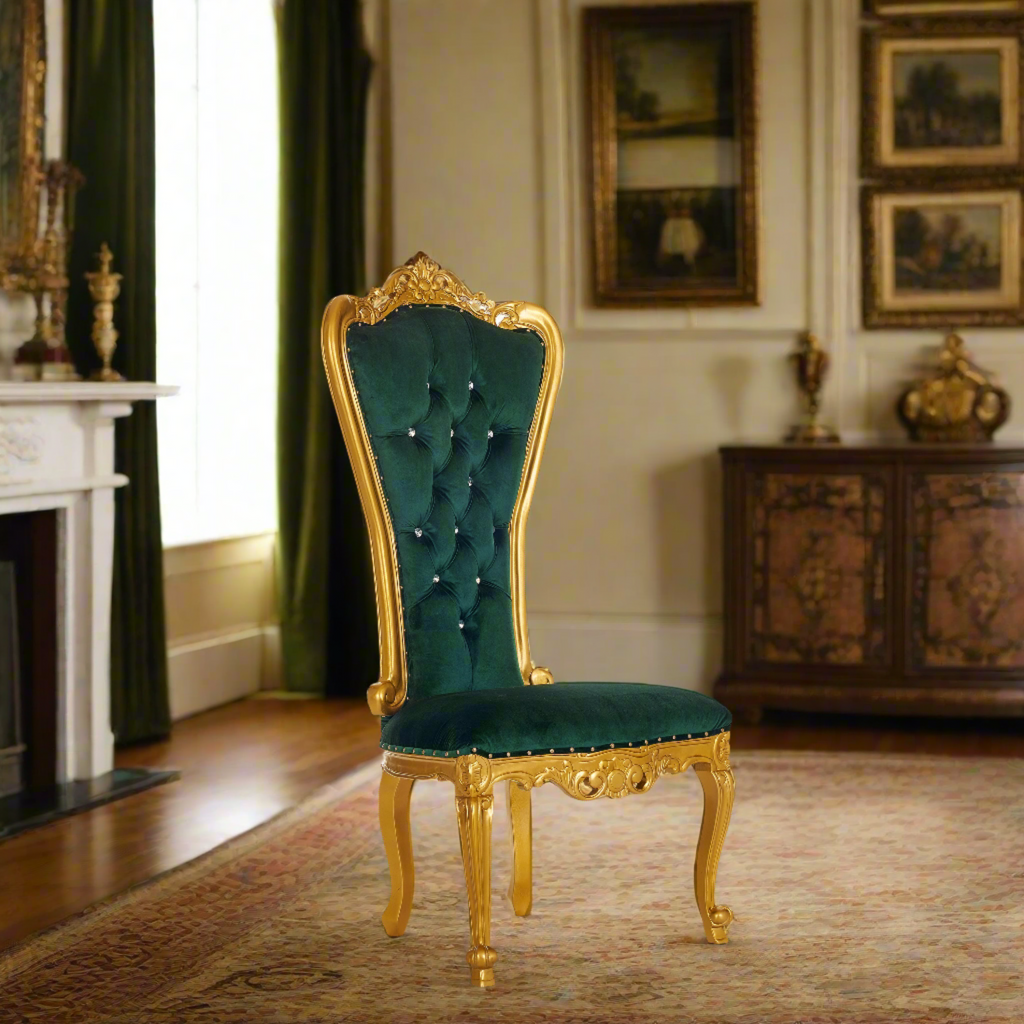 "Valentina" Accent Armless Chair - Green Velvet / Gold