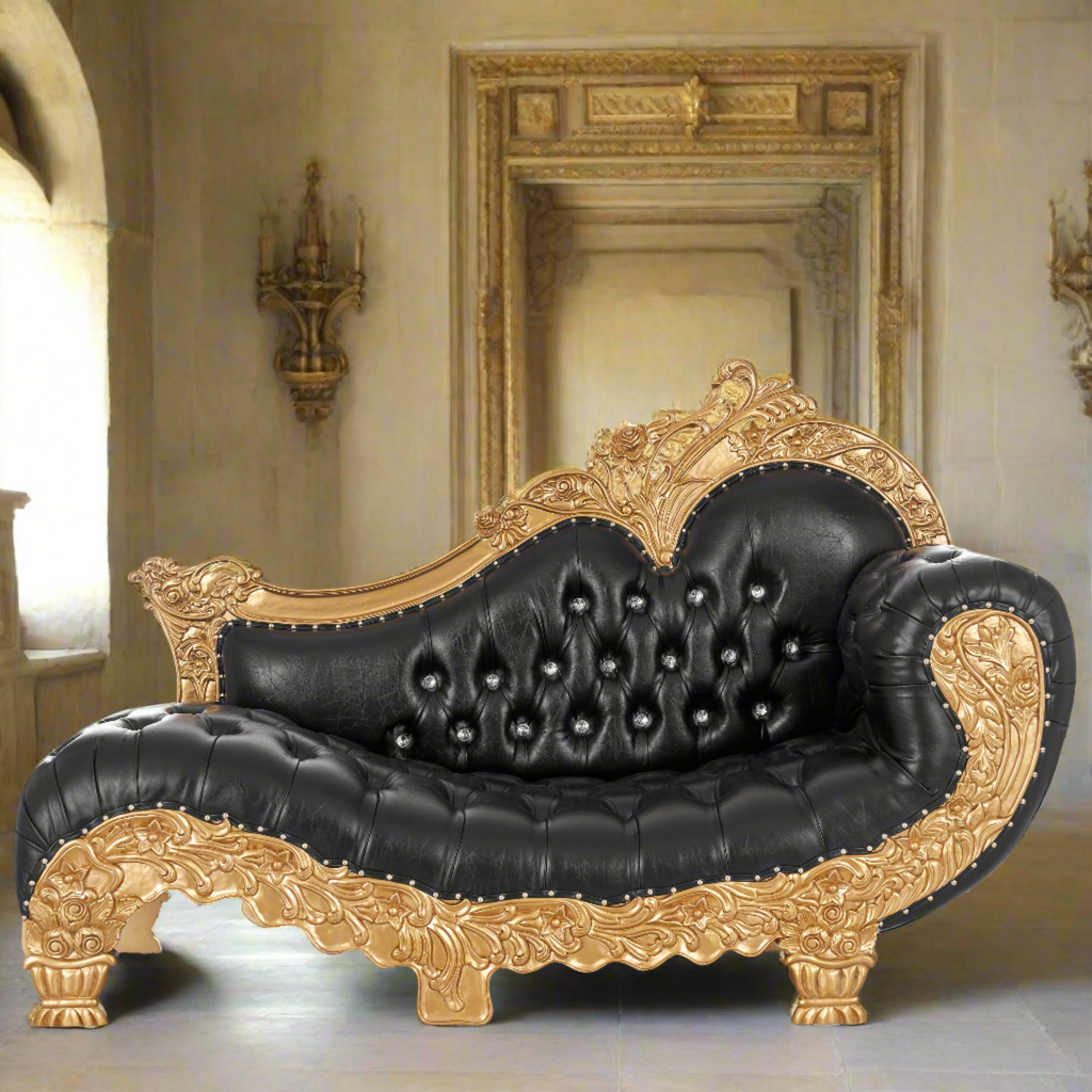 "Zeus 76" Royal Chaise Lounge - Black / Gold