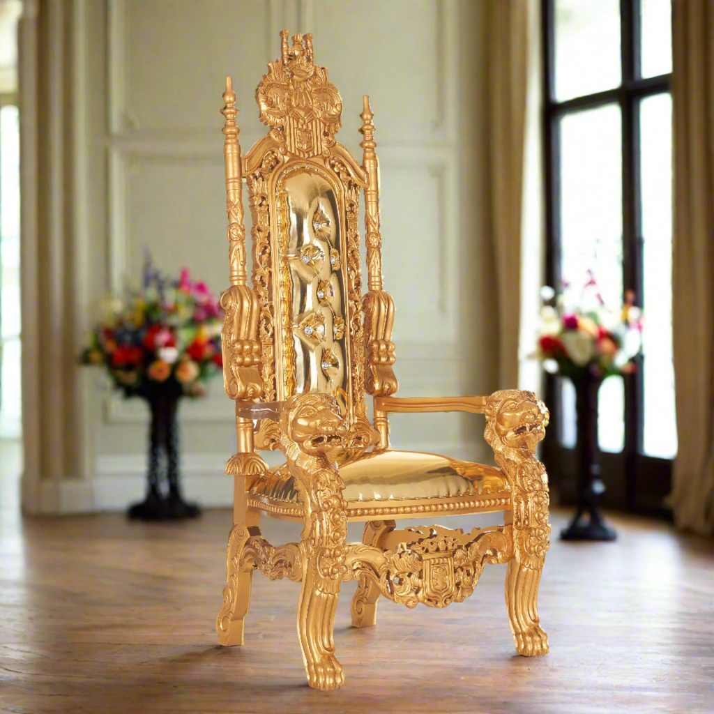 "King David" Lion Throne Chair - Gold Metallic / Gold