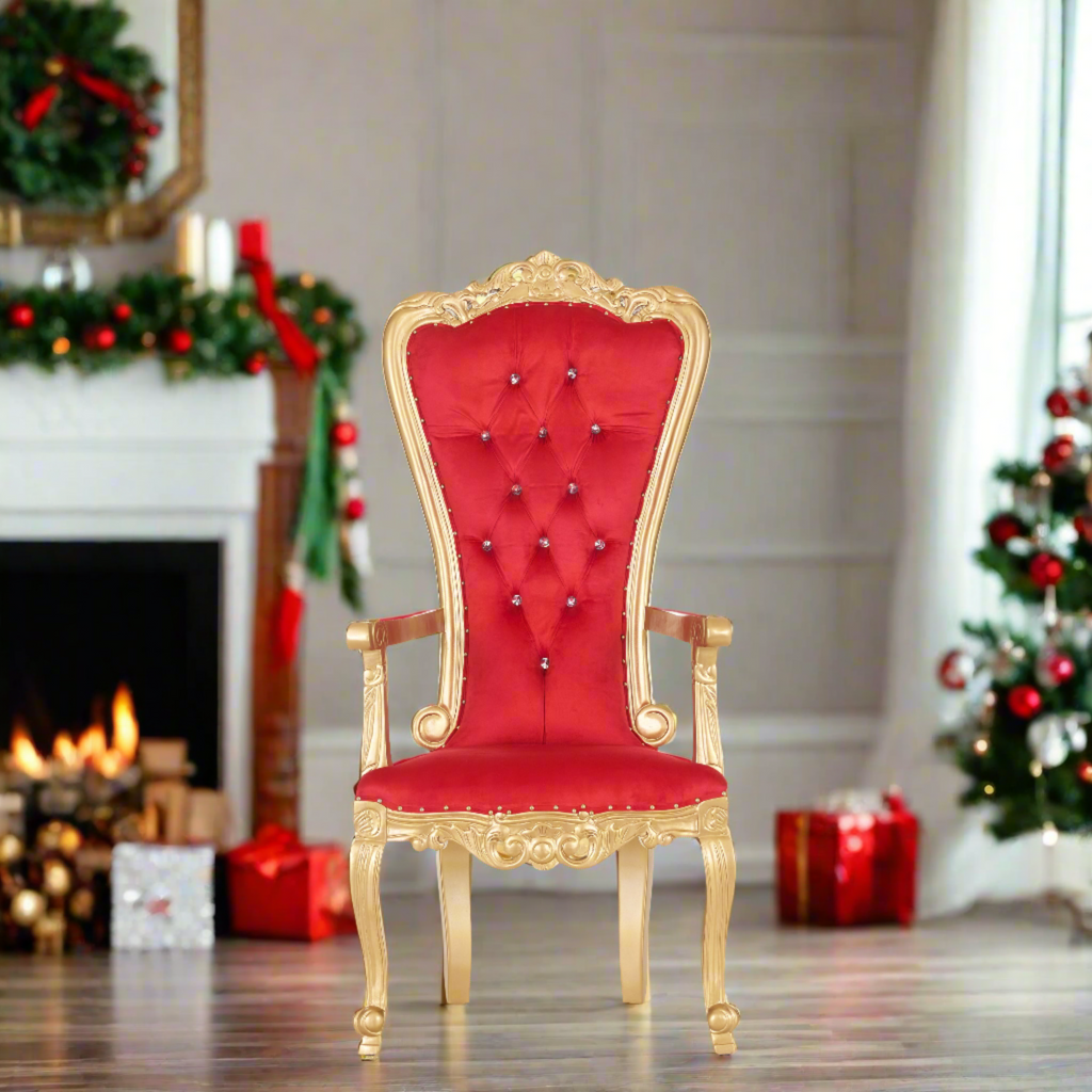 "Valentina" Accent Arm Chair - Red Velvet / Gold