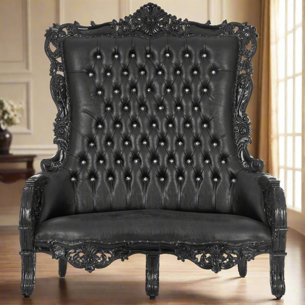 "Queen Latifah'' Love Seat Throne - Black / Black