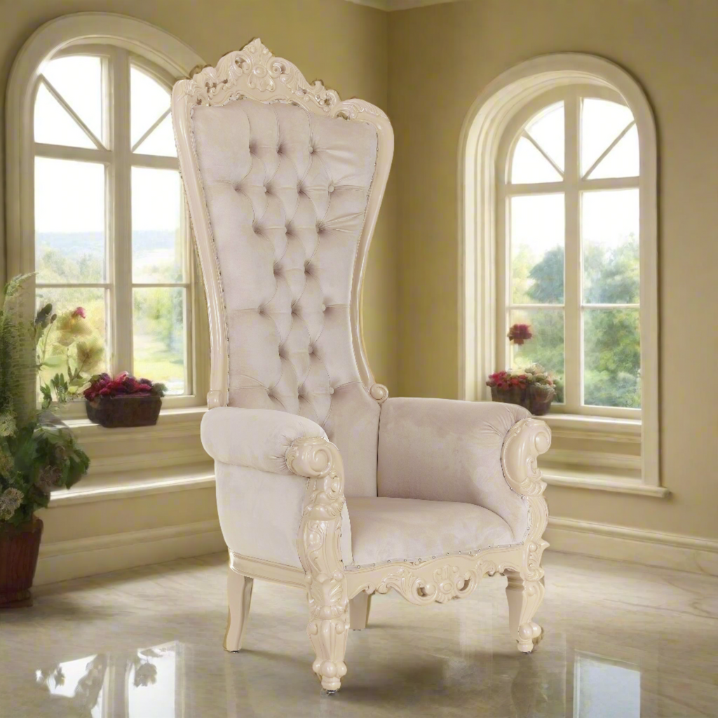 "Queen Tiffany" Throne Chair - Brown Velvet / Brown