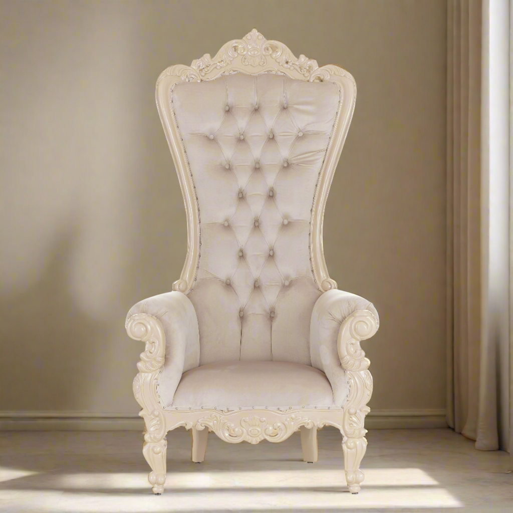 "Queen Tiffany" Throne Chair - Brown Velvet / Brown