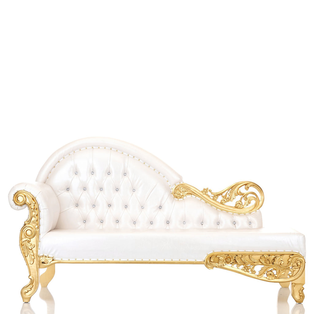 "Elisia" Royal Chaise Lounge - White / Gold