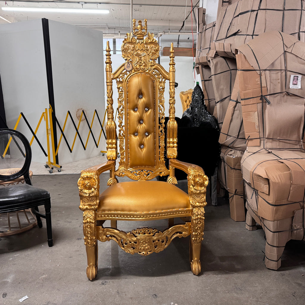 "King David" Flower Throne Chair - Gold / Gold