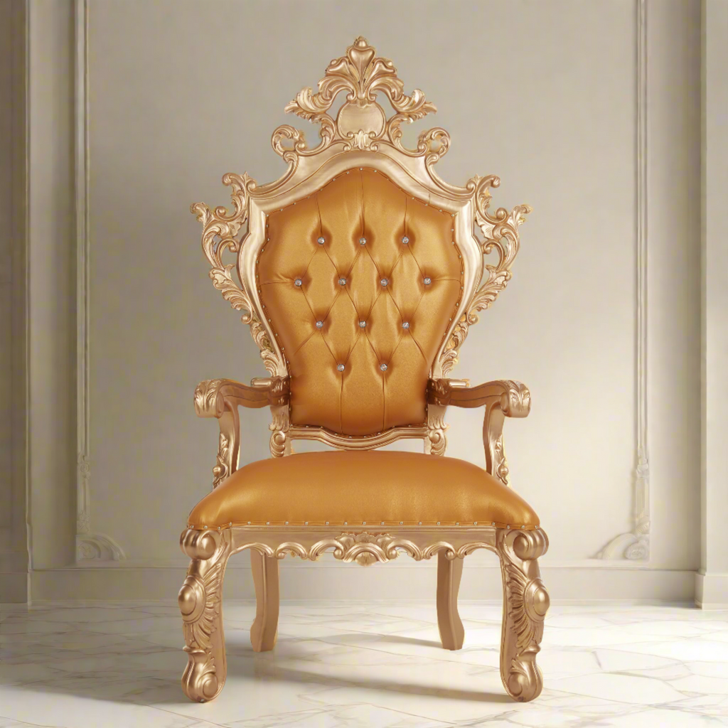 "King Darius" Royal Throne Chair - Gold / Gold