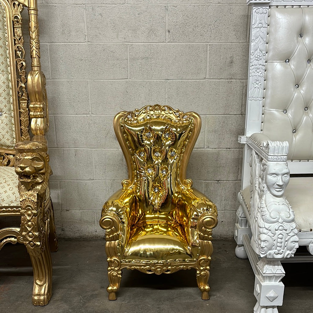 “Mini Tiffany 36" Kids Throne Chair - Glossy Gold / Gold