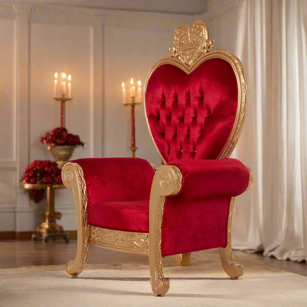 "Royal Valentine" Throne Chair - Red / Gold