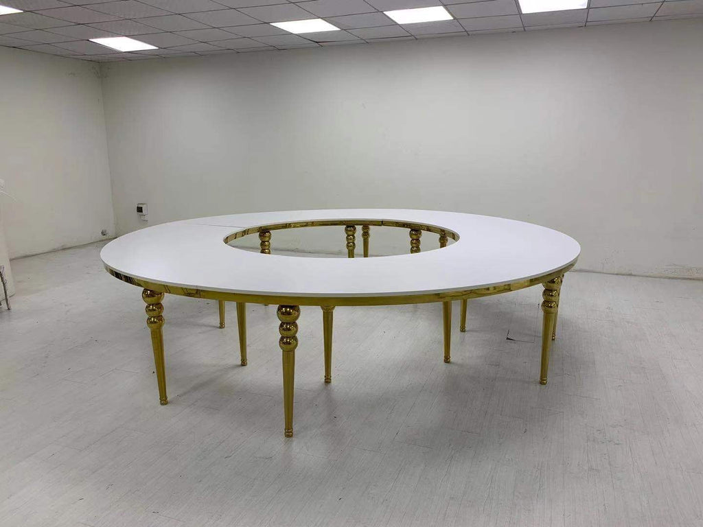 "Royal Susanna" 4 Pcs. Serpentine Wedding Table Set - White / Gold