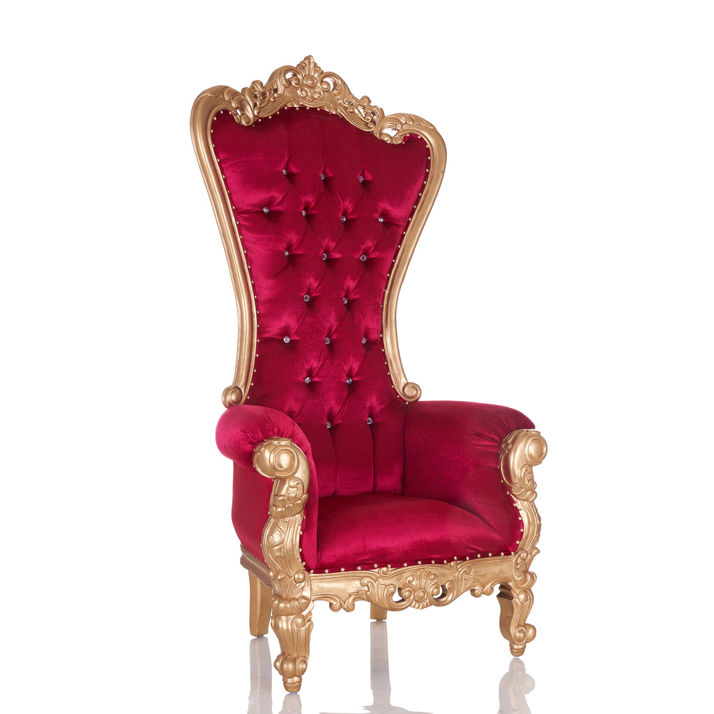 "Queen Tiffany 2.0" Throne Chair - Red Velvet / Gold