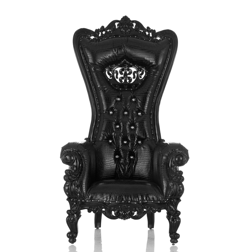 "Crown Tiffany" Throne Chair - Black Croc / Black