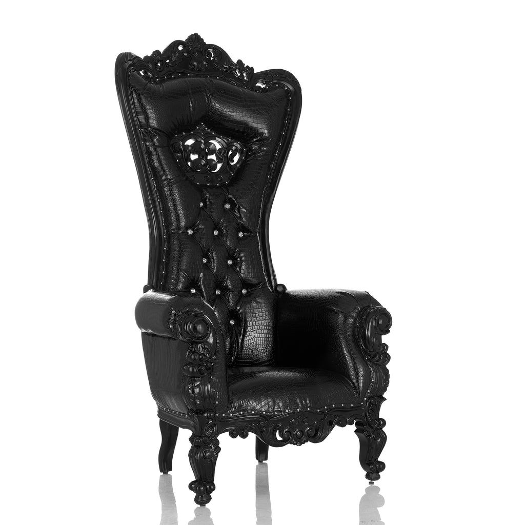 "Crown Tiffany" Throne Chair - Black Croc / Black