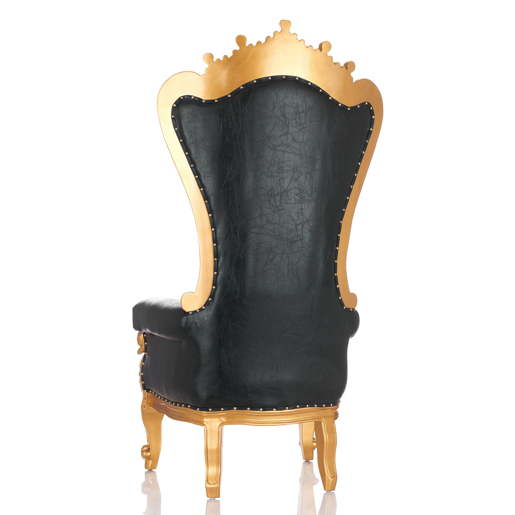 "Queen Crown Top Tiffany" Throne Chair - Black / Gold