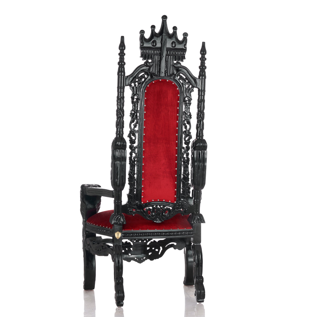 "King David" Crown Lion Throne Chair - Red Velvet / Black