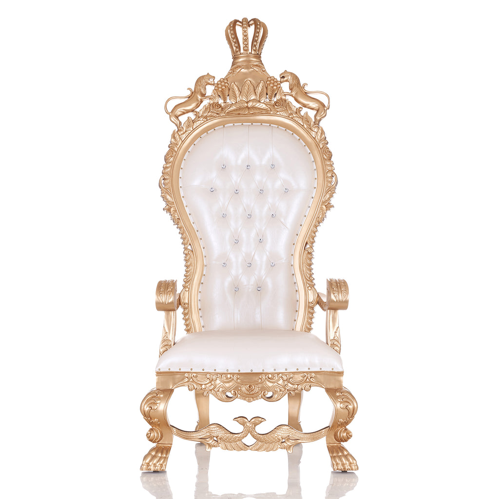 "Cyrus" Royal Throne Chair - Gold / White