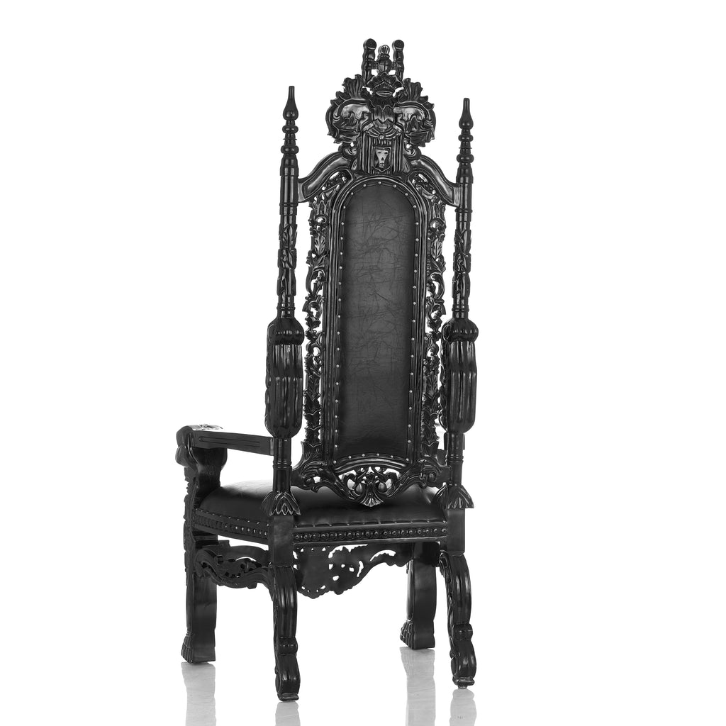 "King David" Skull Face Throne Chair - Black / Black VELVET