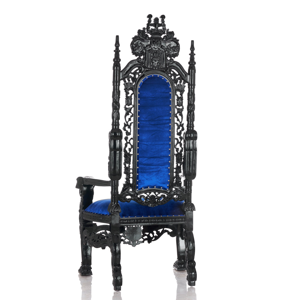 "King David" Skull Face Throne Chair - Blue Velvet / Black