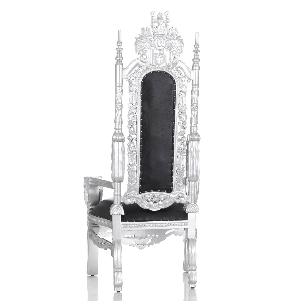 "King David" Lion Throne Chair - Black / Silver