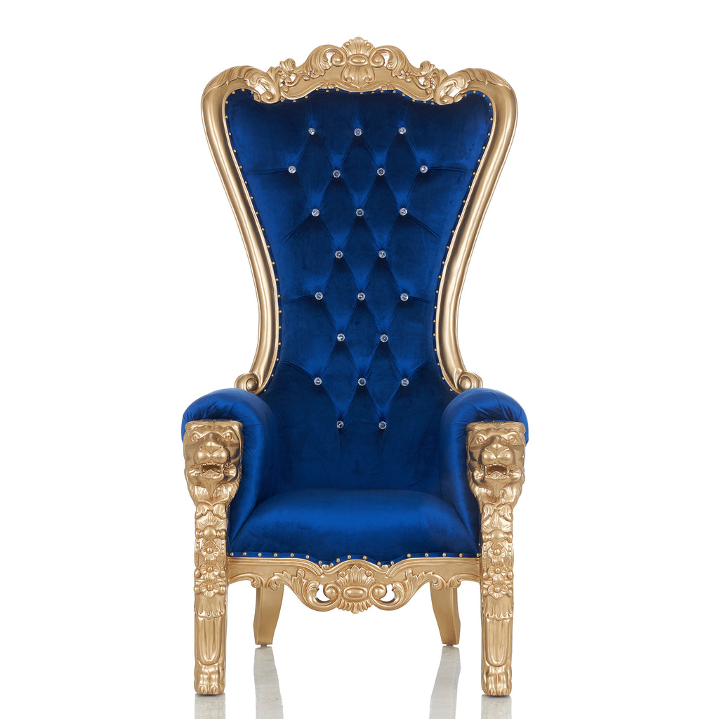 "Queen Tiffany" Lion Throne Chair - Royal Blue / Gold