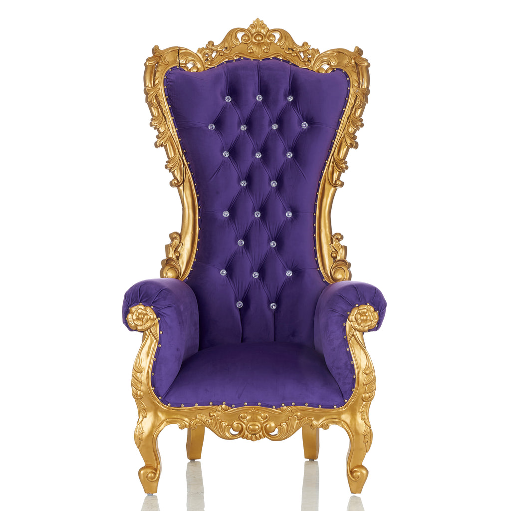 "Queen Isabelle" Throne Chair - Purple Velvet / Gold