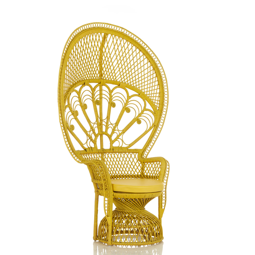 "Peacock 70" Rattan Wicker Chair Style #1 - Yellow