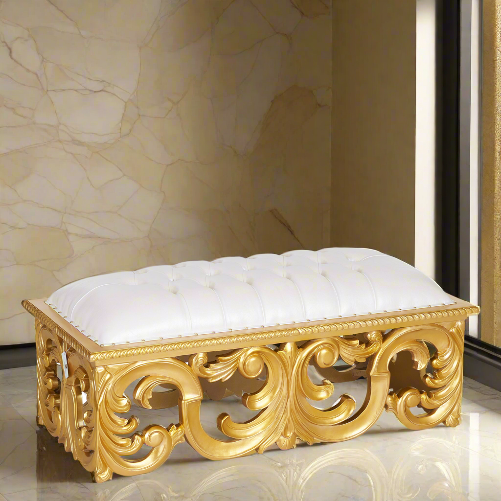 "Miranda" Royal Bench - White / Gold