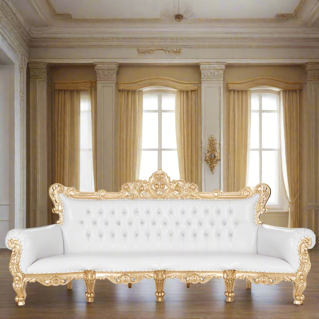 "Farrah" XXL Royal Boutique Sofa - White / Gold