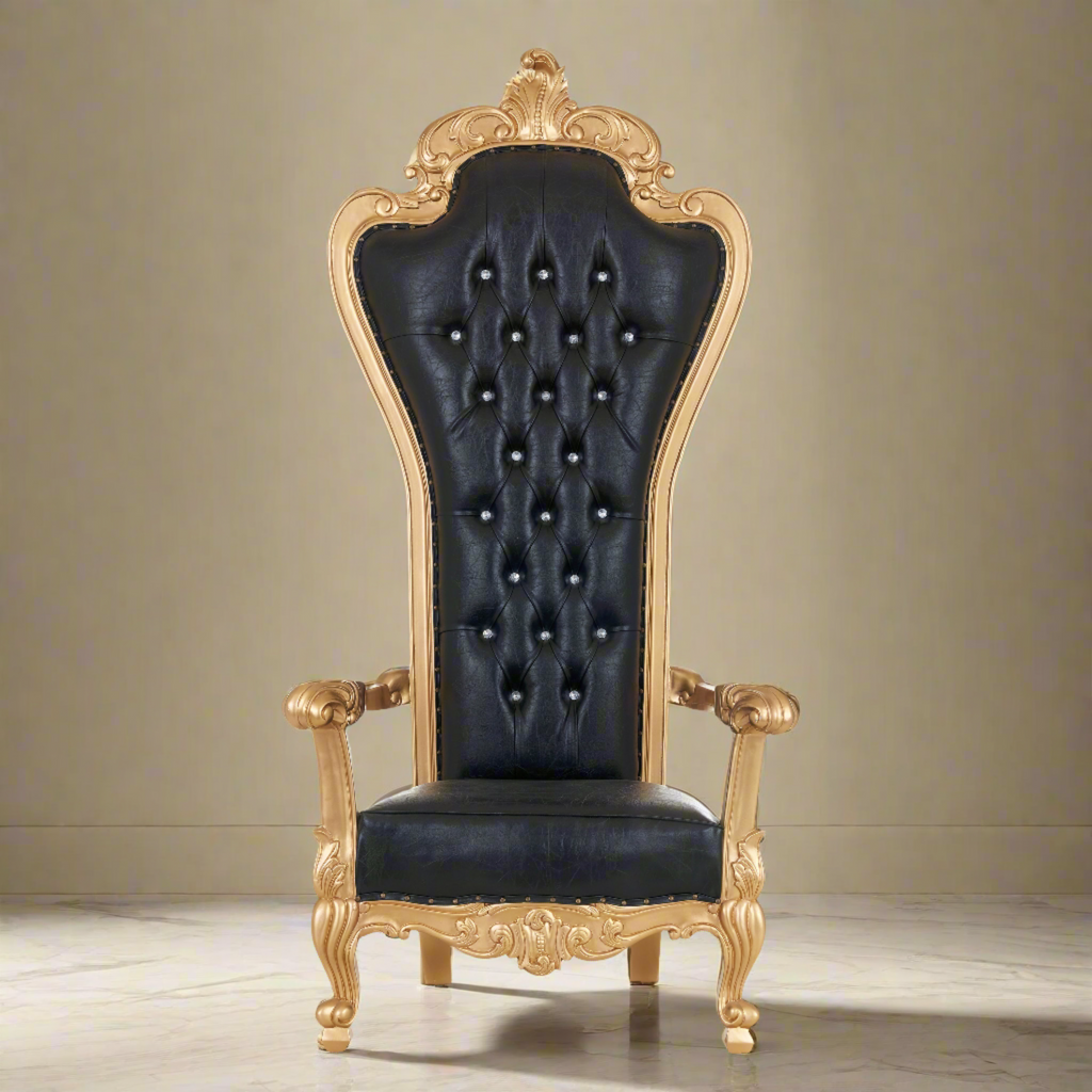 "Winston" Royal Throne Chair - Black / Gold