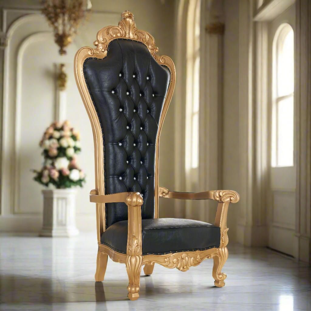 "Winston" Royal Throne Chair - Black / Gold