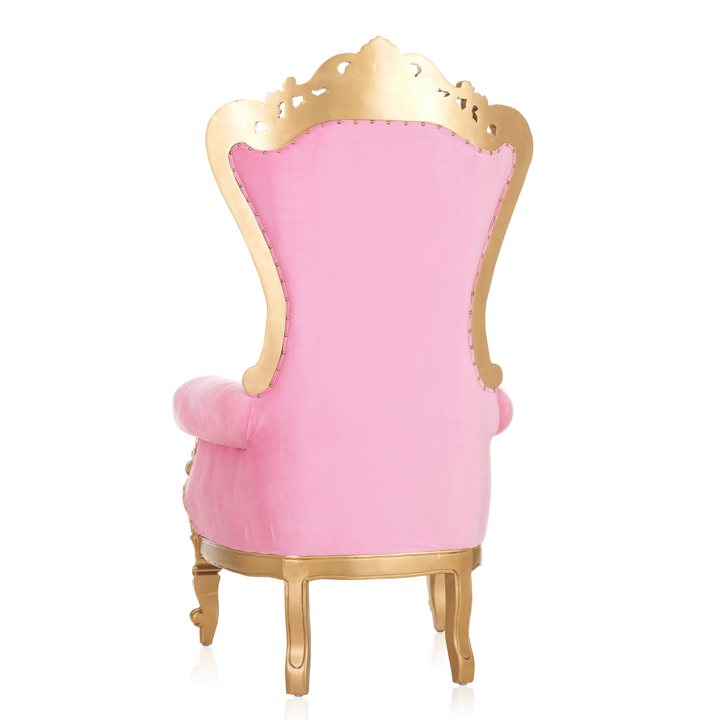 "Queen Tiffany 59" Throne Chair - Light Pink / Gold