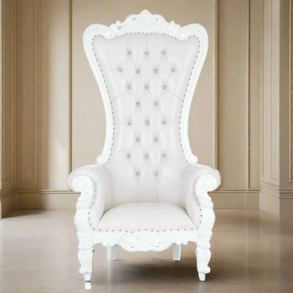 "Queen Tiffany 2.0" Throne Chair - White / White