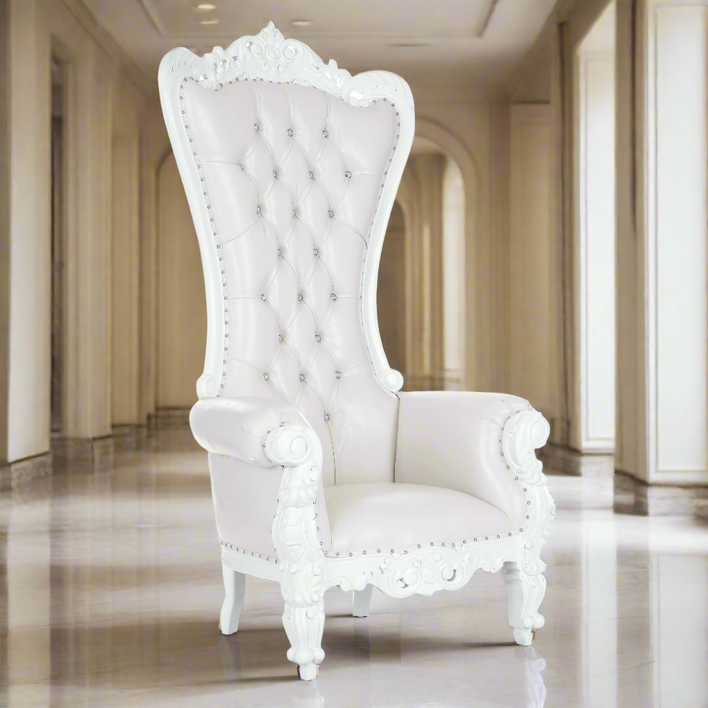 "Queen Tiffany 2.0" Throne Chair - White / White