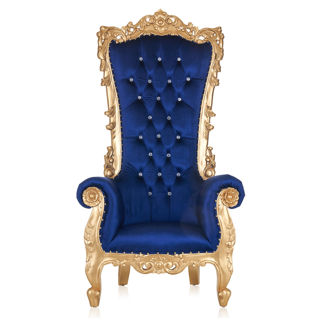 "Queen Isabelle" Throne Chair - Blue Velvet / Gold