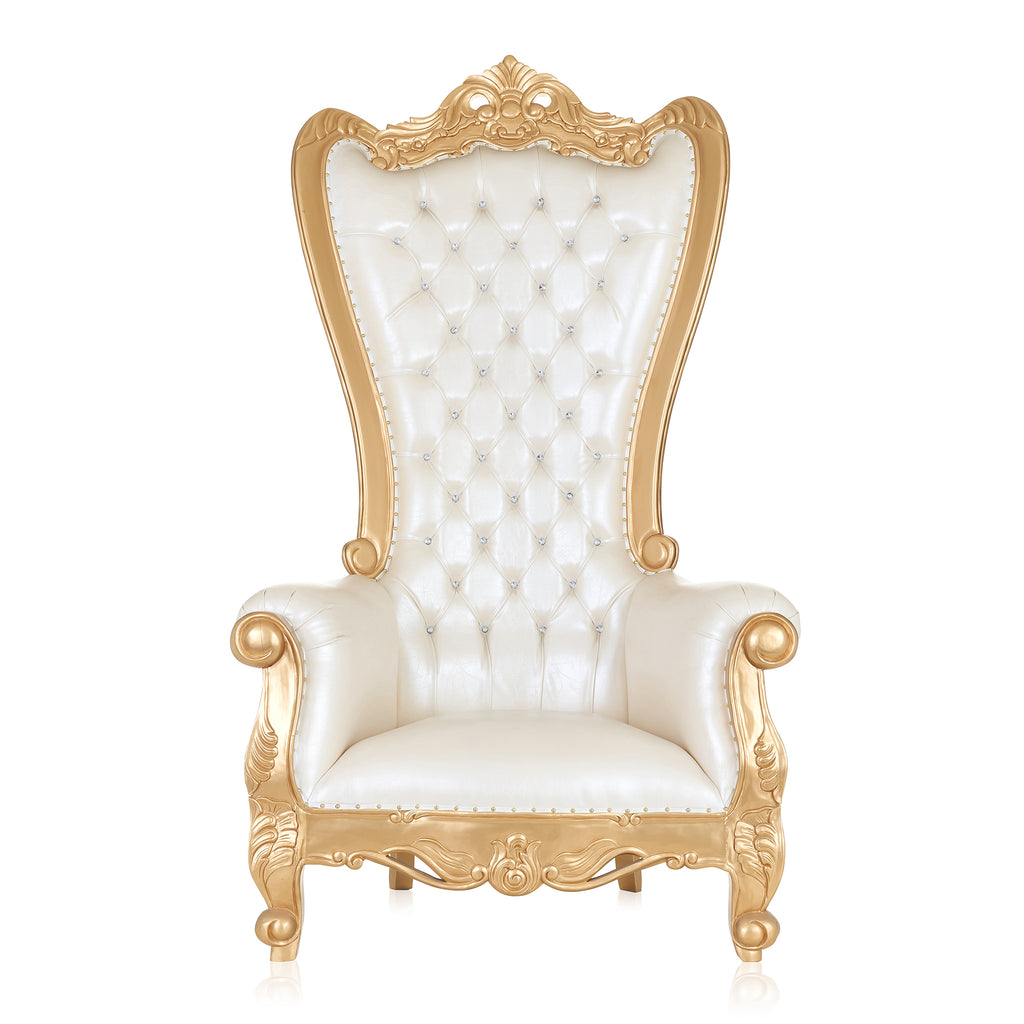 "Jumbo" Tiffany Throne Chair - White / Gold