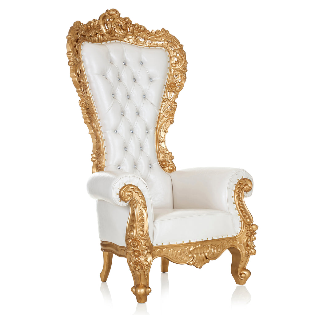 'Queen Lena" Throne Chair - White / Gold