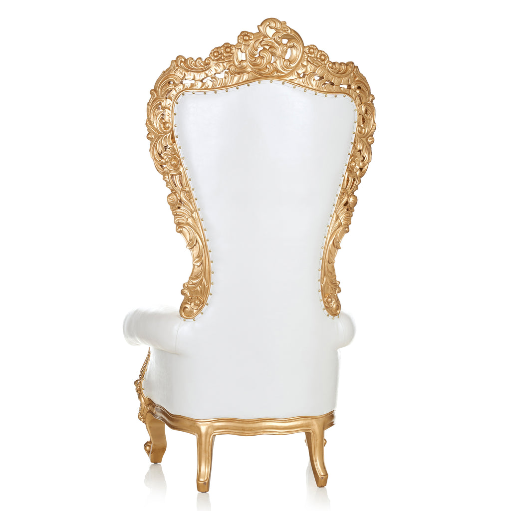'Queen Lena" Throne Chair - White / Gold