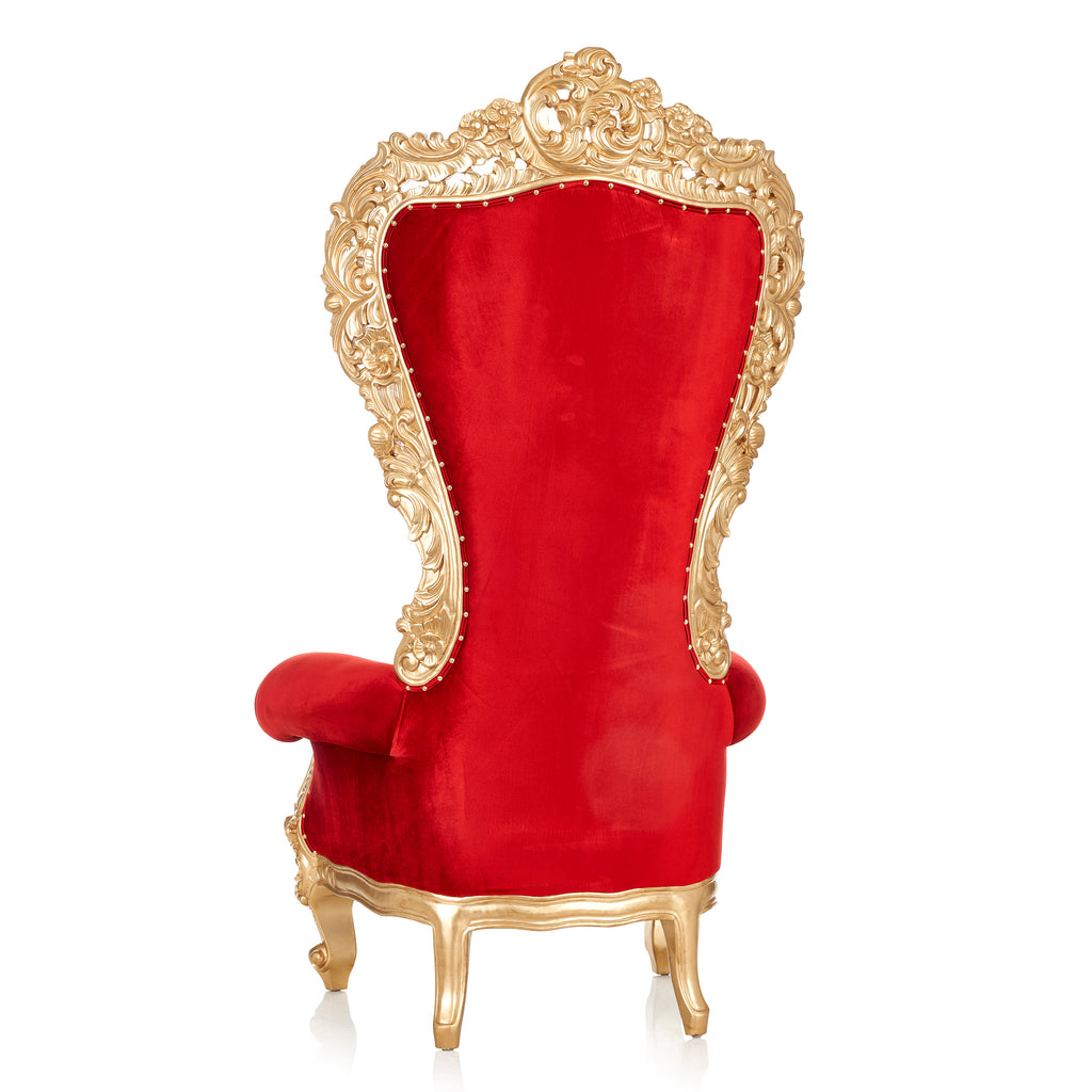 'Queen Lena" Throne Chair - Red Velvet / Gold