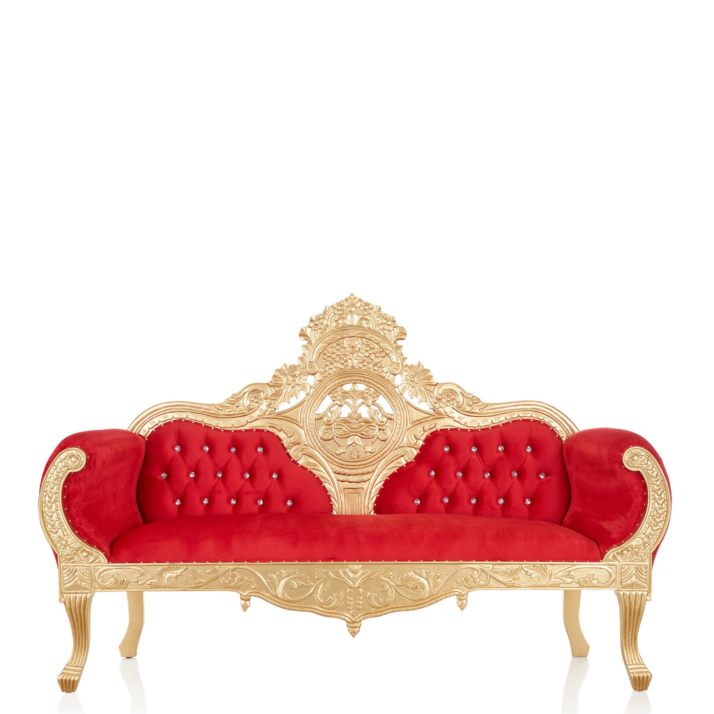 "Queen Anne" Royal Sofa - Red Velvet / Gold