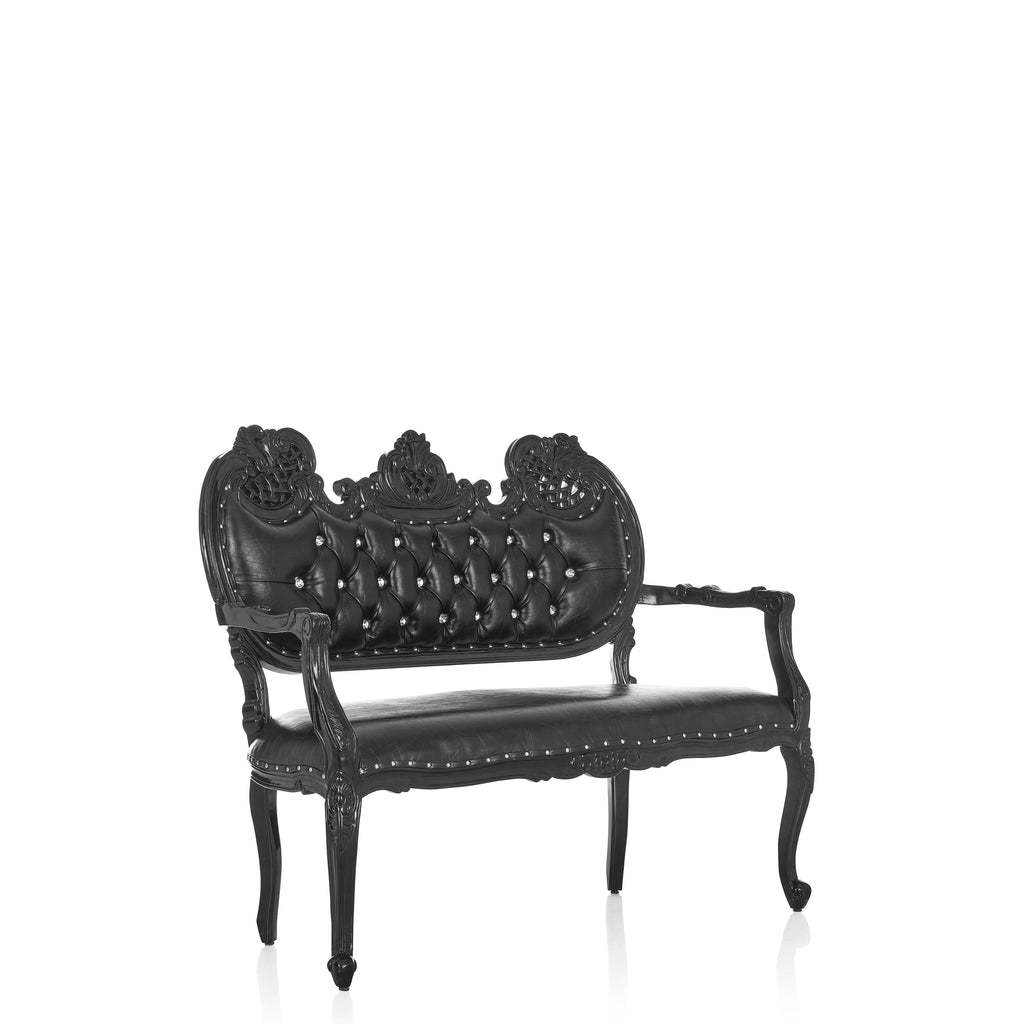 "Adela" Royal Sofa Bench- Black / Black