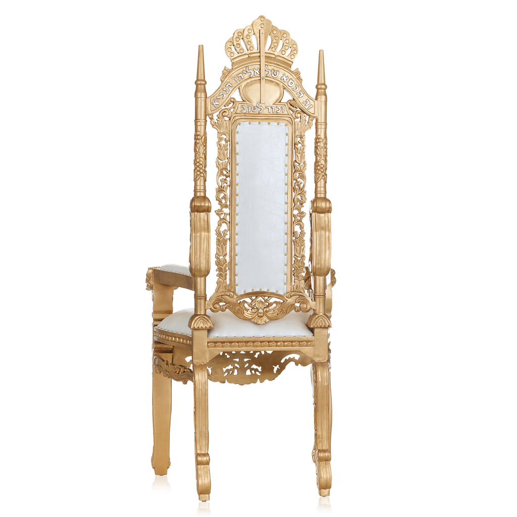 "King David" Elijah The Prophet Throne Chair - White / Gold
