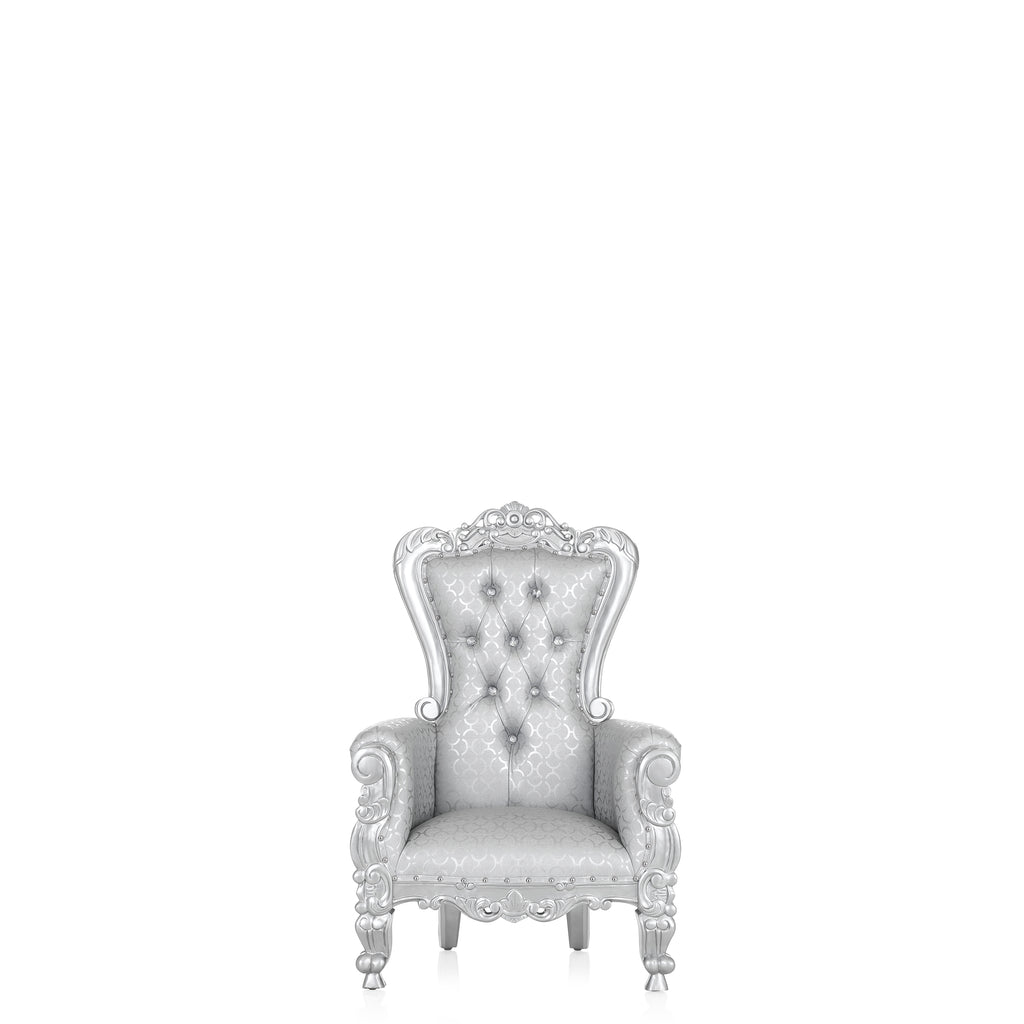 "Mini Tiffany" Kids Throne Chair - Silver Motif / Silver