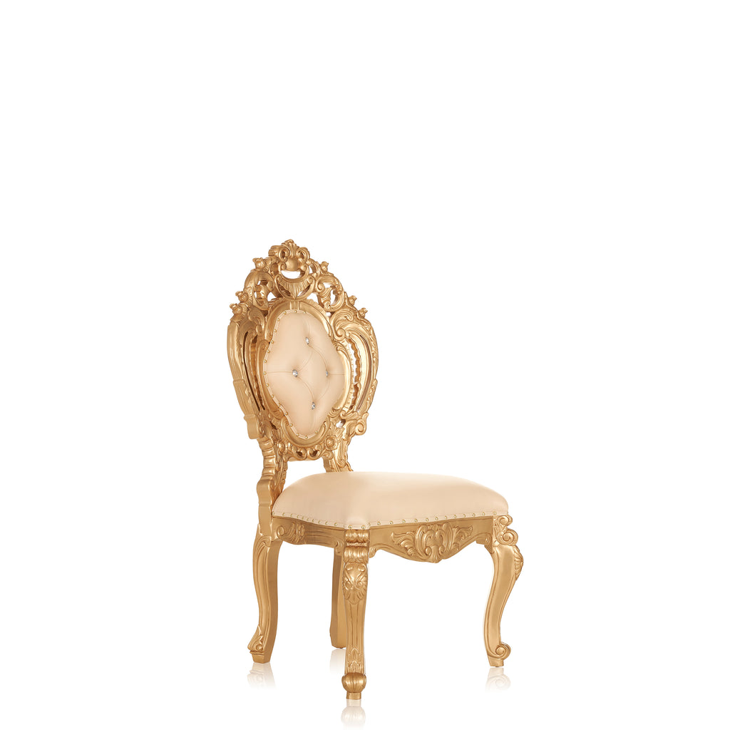 "Ophelia" Armless Dining Chair - Beige / Gold