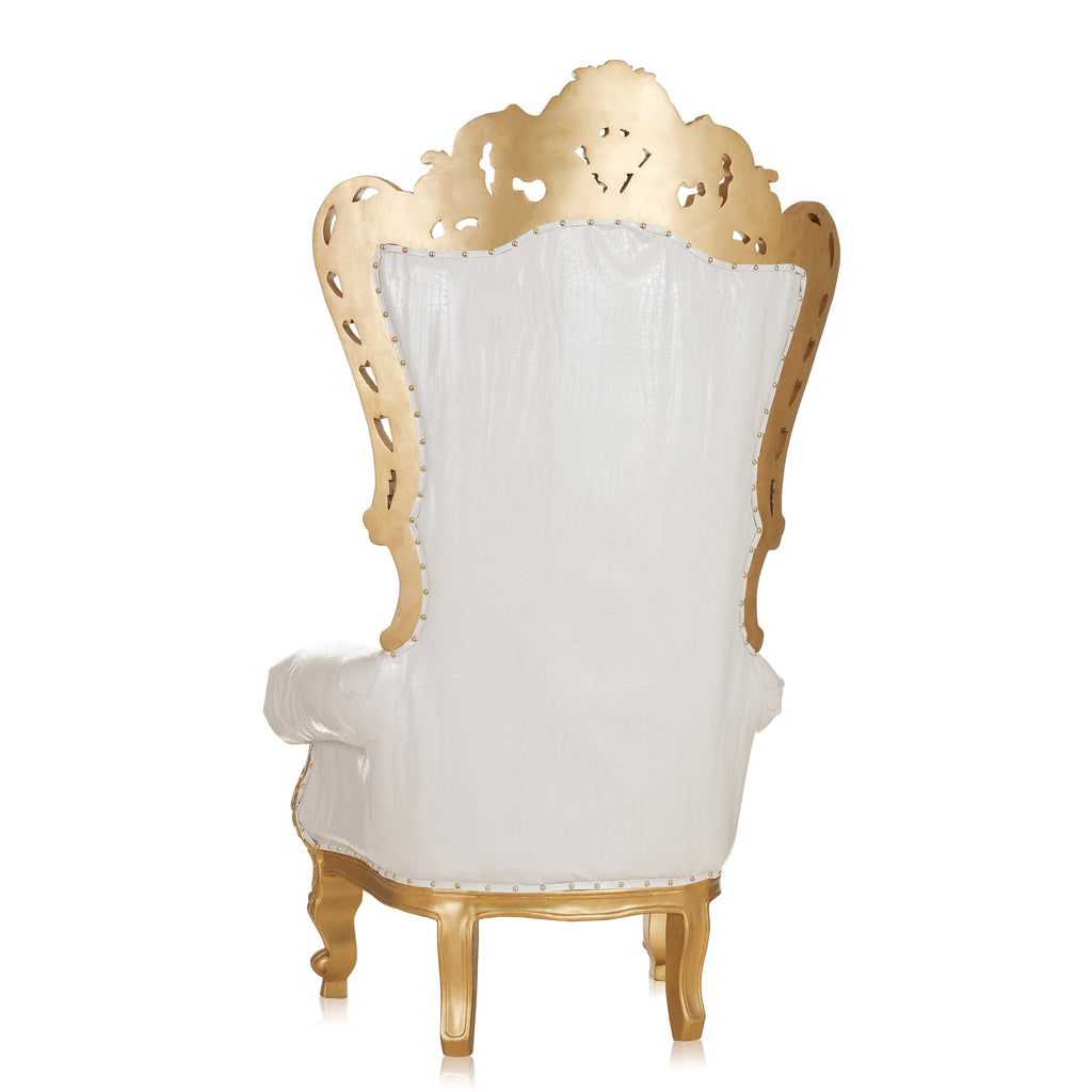 "Queen Venus" Throne Chair - White Croc Print / Gold